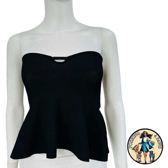 Stella McCartney Compact Knit Strapless Minimalist Bustier Top in Black Size XS - Picture 7 of 11